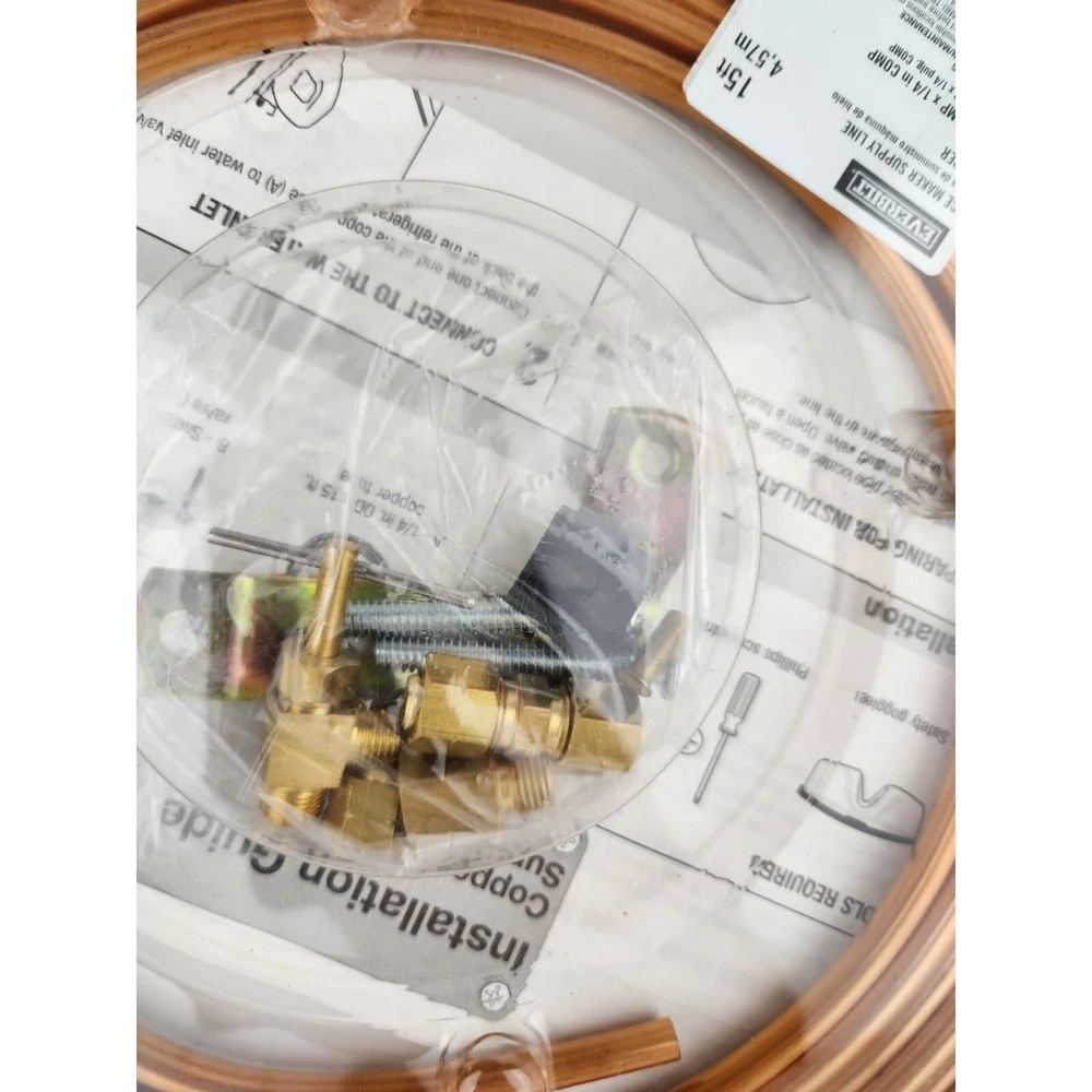 NEW Everbilt 1/4 in. x 15 ft. Copper Ice Maker‎ Supply Line Installation Kit DIY